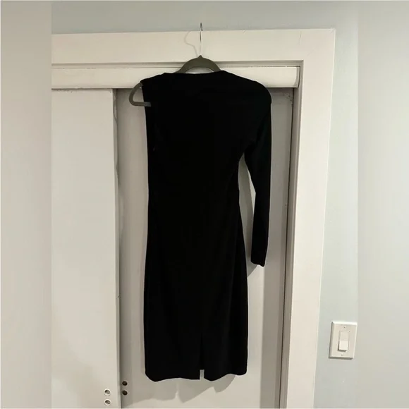 Betsy & Adam Black One-Shoulder Long Sleeve Sheath Dress Size 6 NWT - Picture 7 of 9